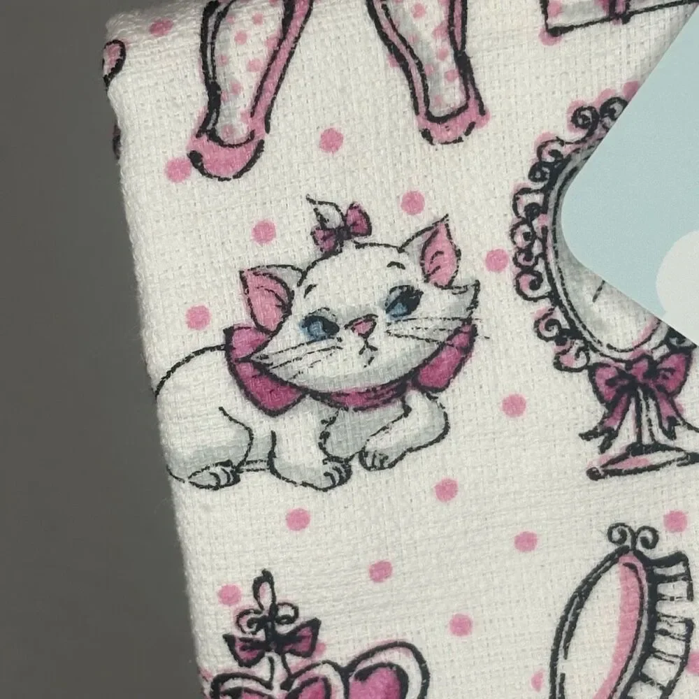 Disney Aristocats Marie White Pink Girly Kitchen Towels 2 Pack Cotton NWT